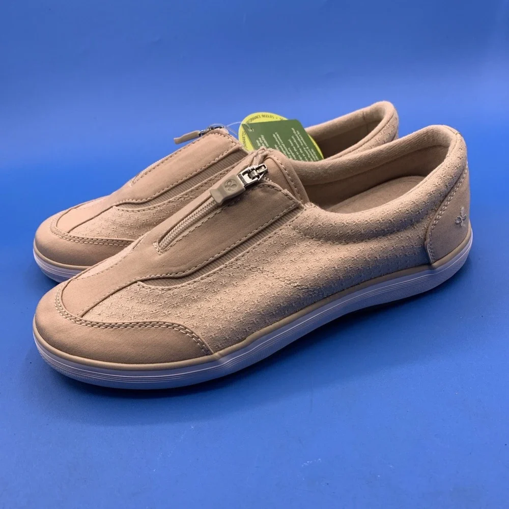 Grasshoppers Women's Ortholite Beige Zip Comfort Shoes EF52810 - Size US 6W WIDE